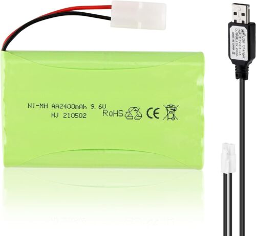4x NiMH Akku 9,6V 2400mAh Batterie Tamiya Stecker mit USB Ladekabel für RC Auto - Bild 2 von 8