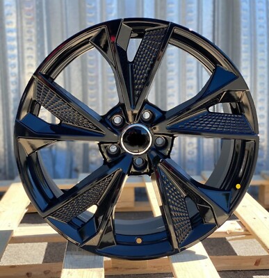 20X9 +35 GLOSS BLACK 5X112 WHEELS For Audi A4 A5 Q5 Q8 Premium Set of 4 Rims