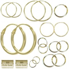 Echt Gold 333 / 585 Creolen 9 - 60 mm Ohrringe Frauen Herren Kinder Ohr Schmuck