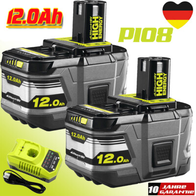 2X Original Für Ryobi Akku 18V 12,0Ah HP Lithium ONE Plus RB18L50 P108/Ladegerät