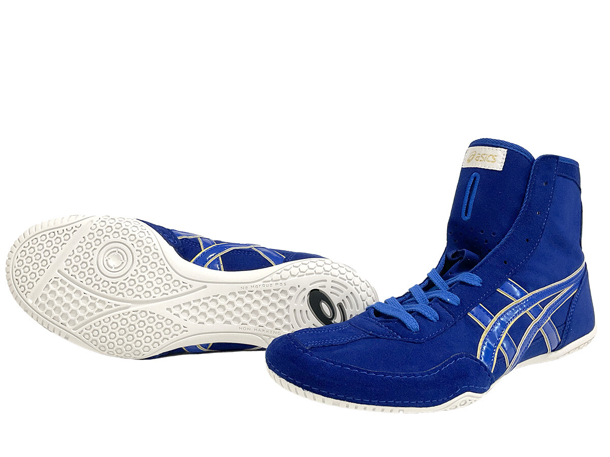 ASICS アシックスレスリングシューズ 青exeo27.5廃盤モデル ASICS Wrestling Shoes 1083A001 Blue x blue gold edge Successor to