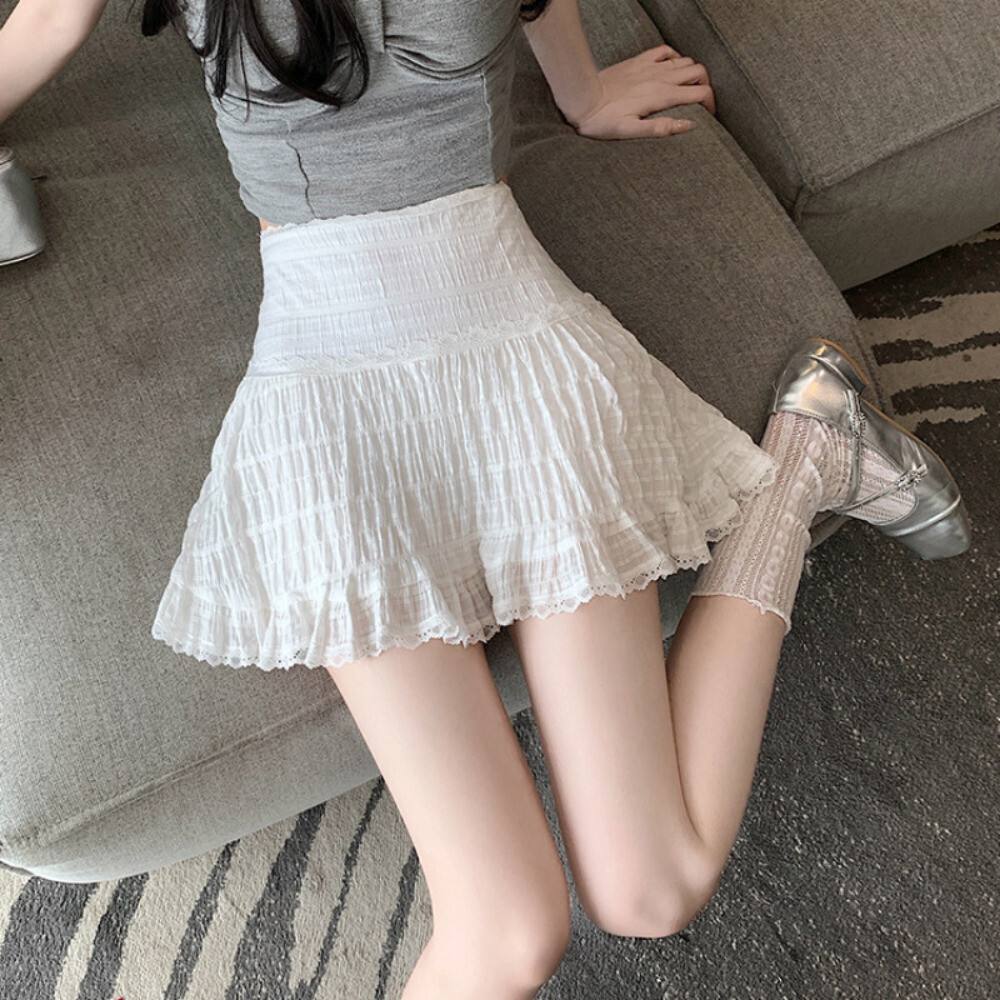 1X Women Girl Mini Lace Skirt Ruffles Petticoat Underskirt A-line