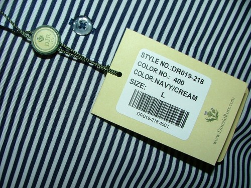 NEW WT DONALD ROSS POLO CASUAL SHIRT SIZE L 100% POLYESTER NAVY STRIPED #560 - Picture 5 of 7