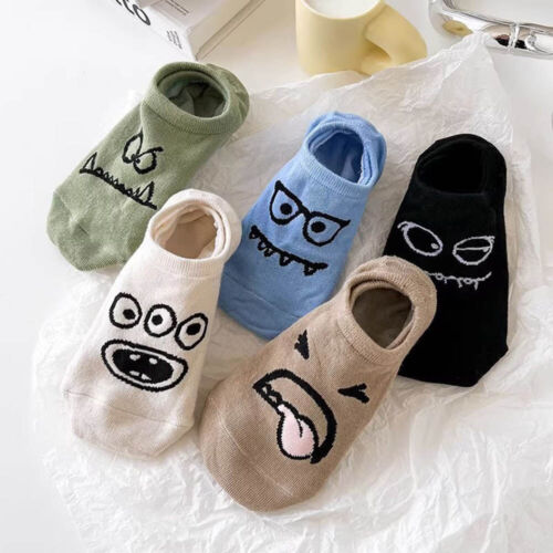 Creative Socks Funny Expression Shallow Mouth Boat Ankle Anti-Slip Cartoon Cute - Picture 1 of 21