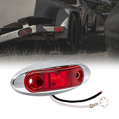 2.5'' Red LED Trailer Side Marker Light Chrome Bezel DOT FMVSS 108 SAE P2