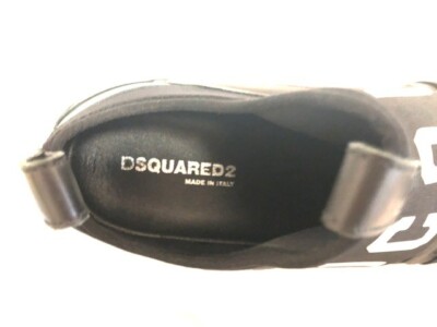 New In Box Dsquared2 ICON Logo Strap Black Sneakers Size 44