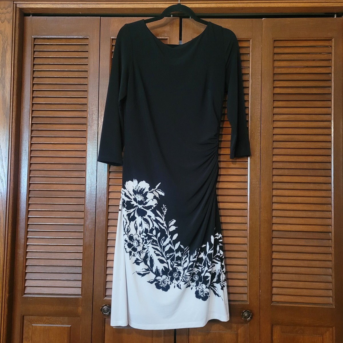 ralph lauren black white dress Lauren Womens Sz 12 Jewel Neck Short Sleeves