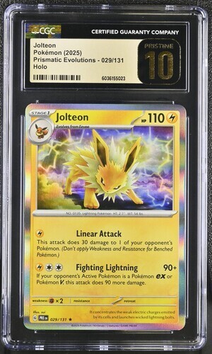 POKEMON CGC PRISTINE 10 JOLTEON HOLO 029 PRISMATIC EVOLUTIONS