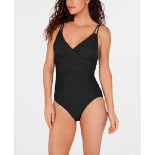 calvin klein shirred one piece swimsuit