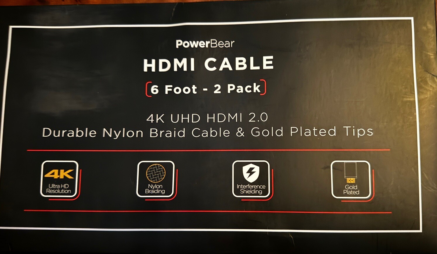 PowerBear 6ft 2-Pack HDMI Cable for 4K Ultra HD Streaming-image