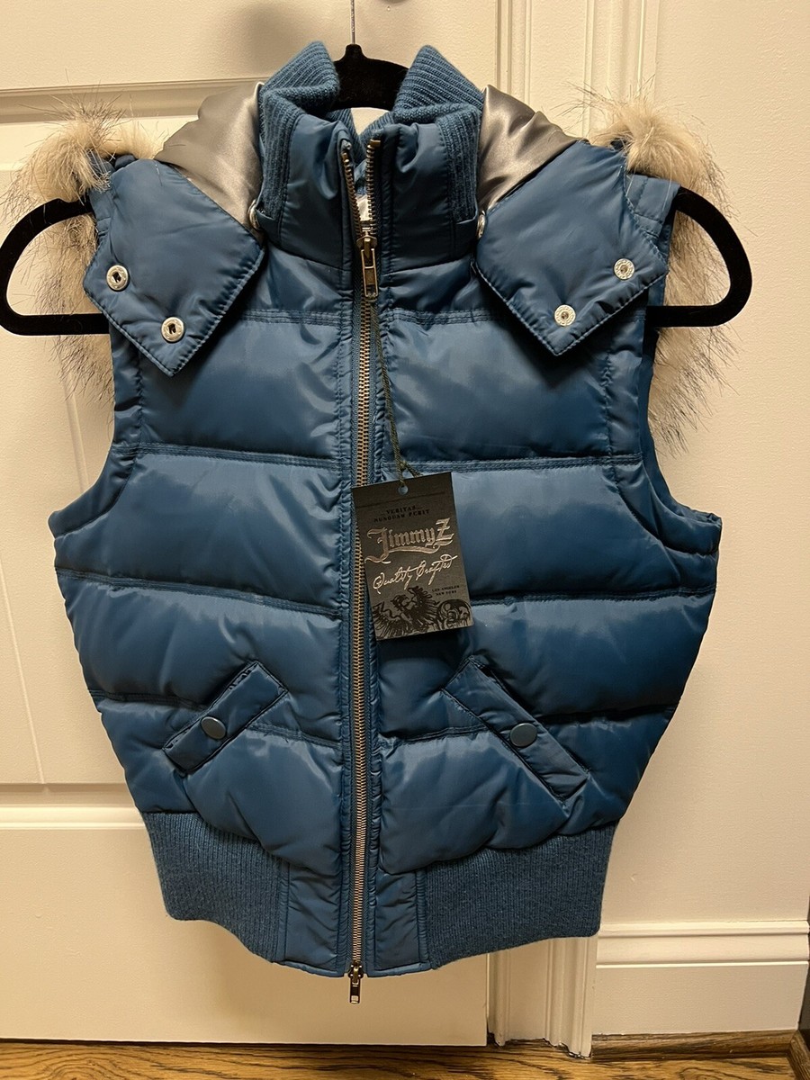 トップス 00s FINAL HOME Gimmick Hooded Vest Victorious Men's Layered Hoodie Denim Vest, Distressed