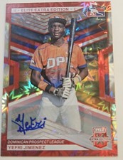 2023 Elite Extra Edition Yefri Jimenez Red Parallel Autograph Prospect #3/5