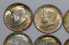 1964 Kennedy 90% Silver Half Dollar Lot of 8 Toned Grades Mint State (NUM7969)