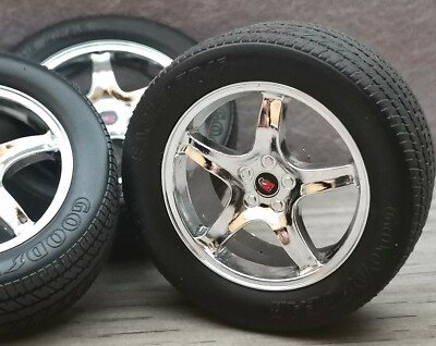 #1335 1:18 Ø37mm GMP CHROMFELGEN FELGEN RÄDER REIFEN WERKSTATT Zubehör Tuning