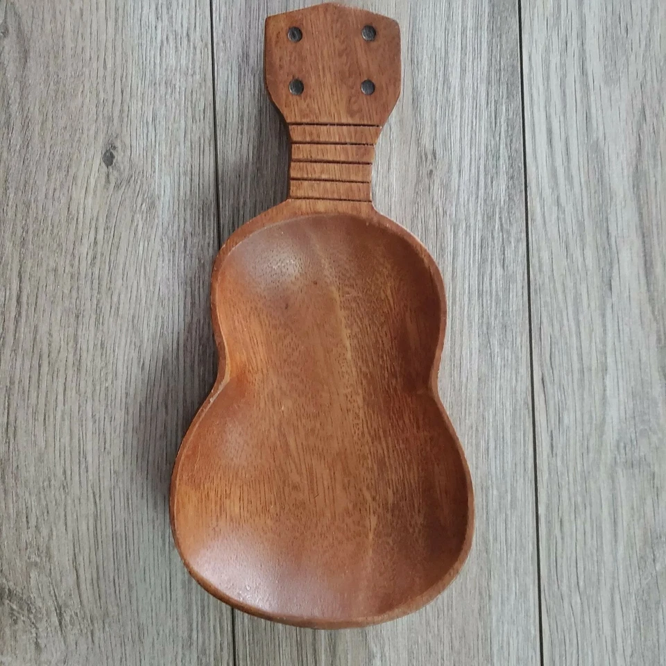 Wooden Handmade Carved Small Guitar Trinket Wooden Tray - Image 2 of 4