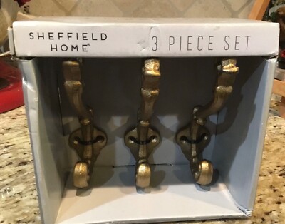Sheffield Home Gold-tone  WALL HOOKS - Set of 3 - NEW