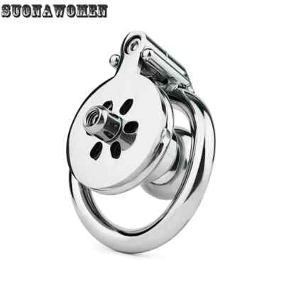 Flat Male Chastity Cage Device with Detachable Metal tube for Man Negative Cage
