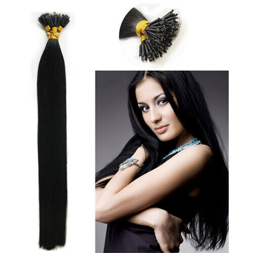 8A 14"-24'' Nano Ring Tip Remy Micro Beads Double Drawn Human Hair Extensions UK - Picture 1 of 113
