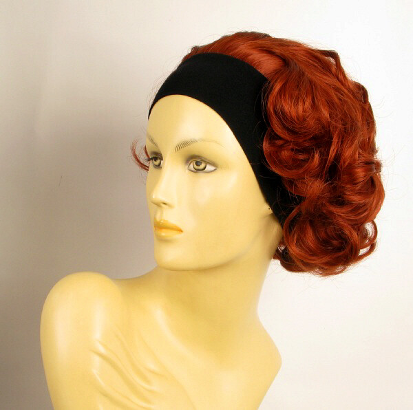 Perruque bandeau anti-irritation cheveux fins, boucles rousses Ana 350