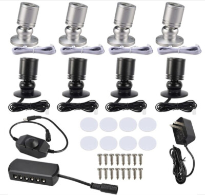 4/8Pack Dimmable LED Mini Spotlight for Display Cabinet Showcase Warm/Cold White