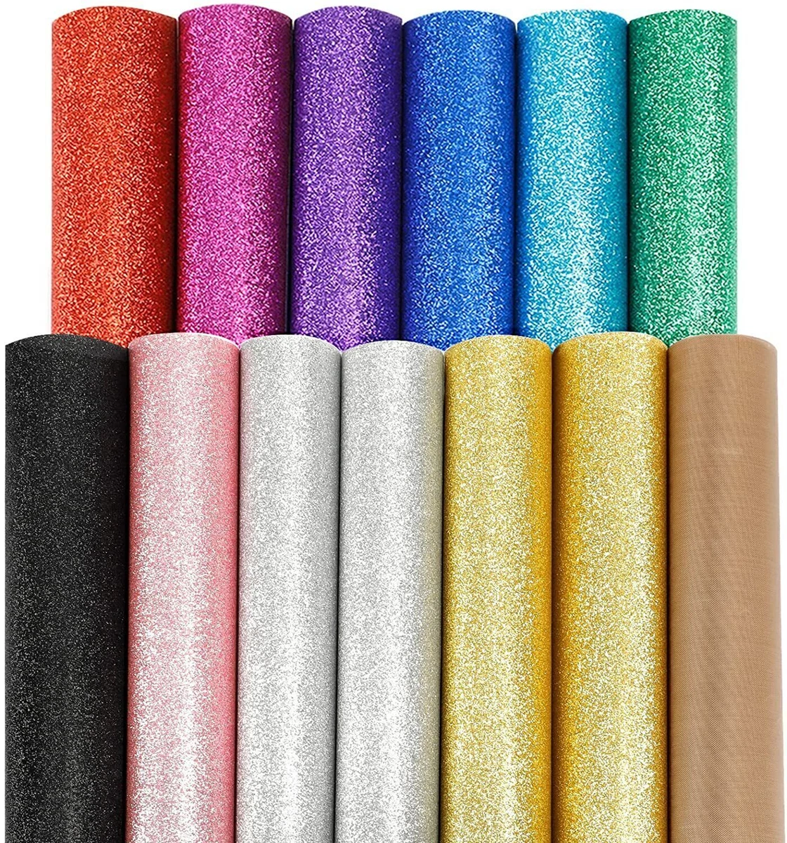 HTVRONT Glitter HTV Heat Transfer Vinyl Rolls - 10 x 8ft Glitter HTV Vinyl  for Shirt, Glitter Iron on Vinyl for All Cutter Machine - Easy to Cut for Heat  Vinyl Design