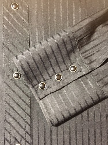 Wrangler Westward Look Resort Western Pearl-Snap XL Black Shirt striped - Picture 7 of 9