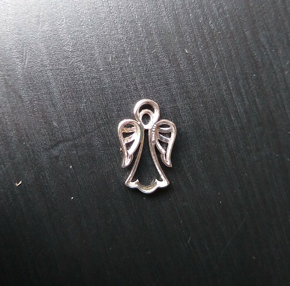 Solid 925 Sterling Silver Iced Diamond Angel Pend… - image 3