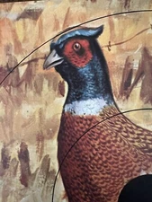 Vintage 1950s PHEASANT TARGET Lithograph Animal Field Face SAUNDERS ARCHERY NOS