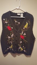 Vintage Tacky Sweater Vest w/ Fruit - White Stag - 18W/20W XL - Dark Green