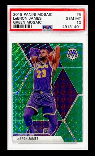 LEBRON JAMES 2019 PANINI MOSAIC GREEN MOSAIC #8 PSA 10 GEM MINT BASKETBALL CARD