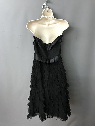 Abito da cerimonia senza spalline in seta nera White House Black Market UK 8 US 4 - Foto 6 di 11