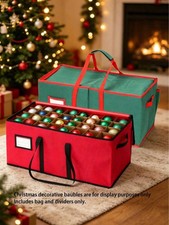 Christmas Ornament Storage Box Holds 128 Foldable Compartments