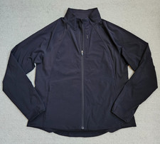 Athleta Run With It Jacket Black Large L Full Zip Running Workout Thumbholes