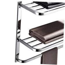 3-Tier Bathroom Shelf with Towel Bars, Stainless Steel Wall Mounting 20Inch