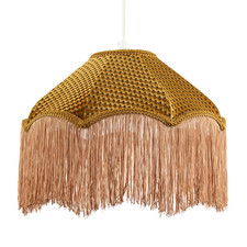 Golden Ochre Victorian Scallop Pendant Light Shade with Long Tassels by Happy...