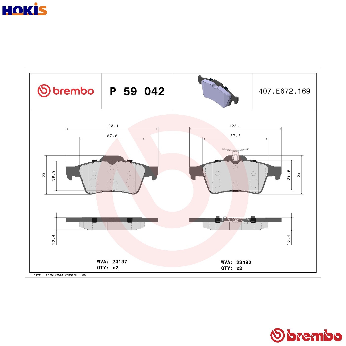Brake Pads Set fits FORD TOURNEO CONNECT TDCi Rear 1.8 1.8D 02 to 13 Brembo New - Image 34