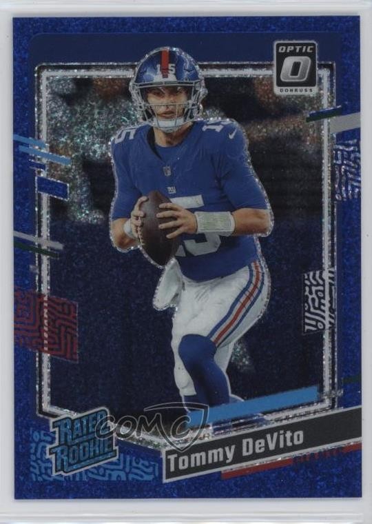 2023 Panini Donruss Optic Rated Rookie Blue Glitter Prizm Tommy DeVito #280 1m7x