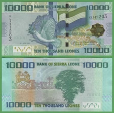 Sierra Leone 10000 Leones 2021 UNC Banknote P-33 Lion Head Watermark