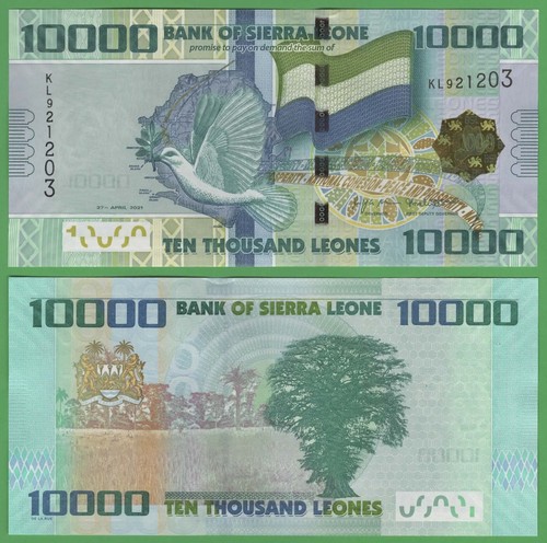 Sierra Leone 10000 Leones 2021 UNC Banknote P 33 Lion Head Watermark EBay