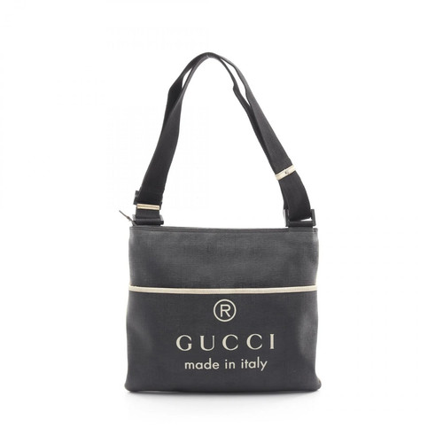 GUCCI Messenger Bag Shoulder Bag PVC Leather Dark Grey Off-White Used Authentic