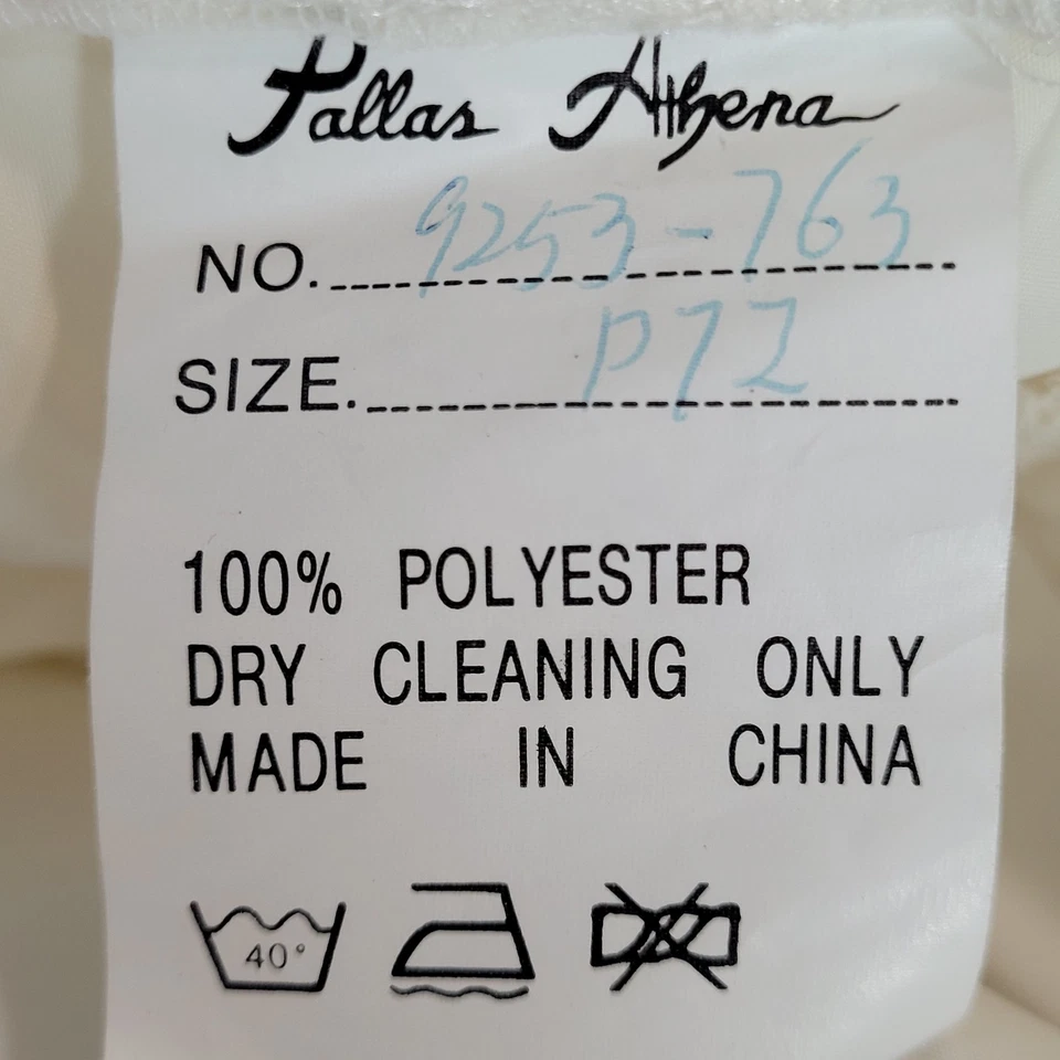 Pallas Athena Ivory Satin Embroidered Beaded Bridal Wedding Dress Gown Size P12 - Image 3 of 4