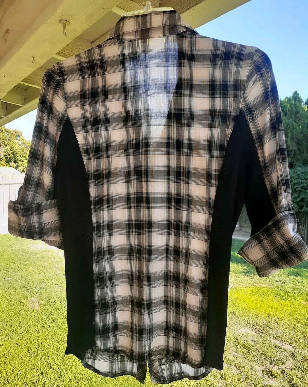 Buffalo Plaid button down collared 3/4 sleeve shi… - image 10