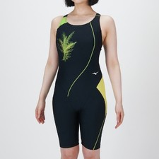 Mizuno Women  s Swim Fitness All-in-One Swimsuit Back Strap Stroke ONE Black/Lime