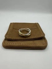 David Yurman Sterling Silver & 14k Yellow Gold Crossover Two Row Ring Size 6.5