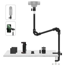 Webcam Stand Camera Desk Mount with Phone Holder  5/8" Screw - 22" Flexible ...