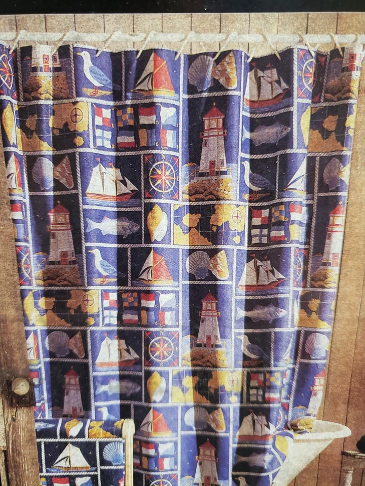 Vintage Creative Bath Shower Curtain "MAIDEN VOYAGE" Sailing Beach Boating NEW! - Image 4 of 4