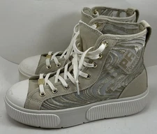 PF Flyers Allston Fashion Mesh High Top Beige Sneakers Shoes Women's Size 6.5