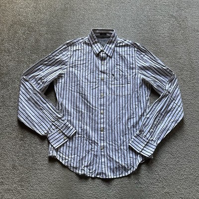 ABERCROMBIE&FITCH Herren Hemd Shirt Gr L Elegant Muscle Gestreift Büro 2112 Weiß