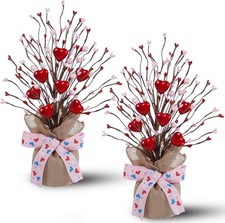 14-Inch Valentine Tree Set with Heart Accents for Tabletop D cor
