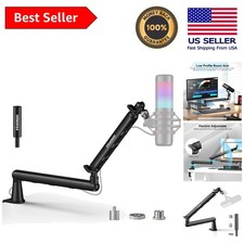 Low Profile Adjustable Mic Boom Arm - Supports Blue Yeti More